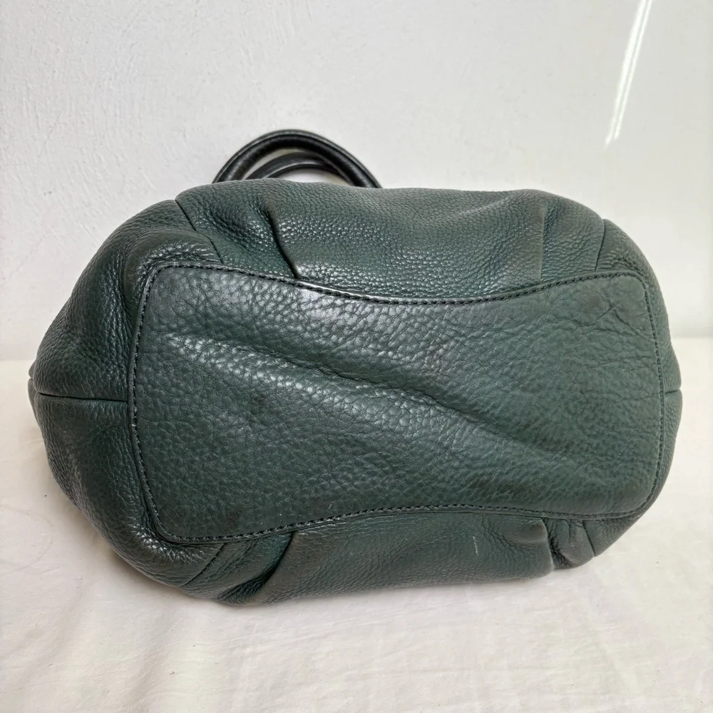 J. CREW Forest Green Pebbled Leather Brompton Hobo Satchel Crossbody Bag Purse